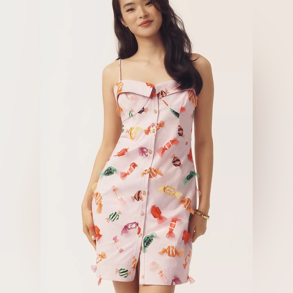 Maeve Candy Printed Buttondown Mini Dress - Picture 6 of 14